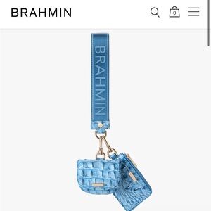 🤩NWT Brahmin Etta Aura Blue Mini Bag Wristlet Set
